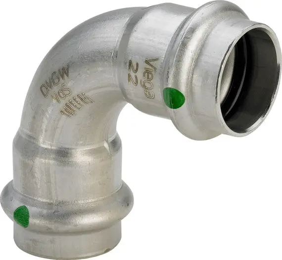 [71005006] Viega Sanpress INOX Bogen 90 Grad Edelstahl 35 mm Mod 2316 Nr 435677