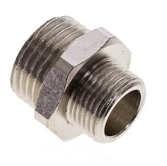 [DN 1238 MSV] DN 1238 MSV / Doppelnippel G 1/2"-G 3/8", Messing vernickelt