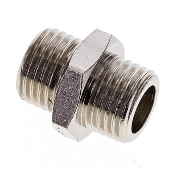 DN 1414 MSV / Doppelnippel G 1/4"-G 1/4", Messing vernickelt