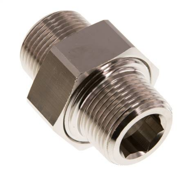 [DNT 1010 MSV] DNT 1010 MSV / Doppelnippel trennbar R 1"-R 1", Messing vernickelt