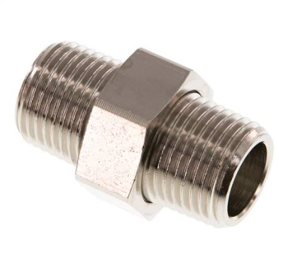 [DNT 1212 MSV] Doppelnippel trennbar R 1/2"-R 1/2", Messing vernickelt