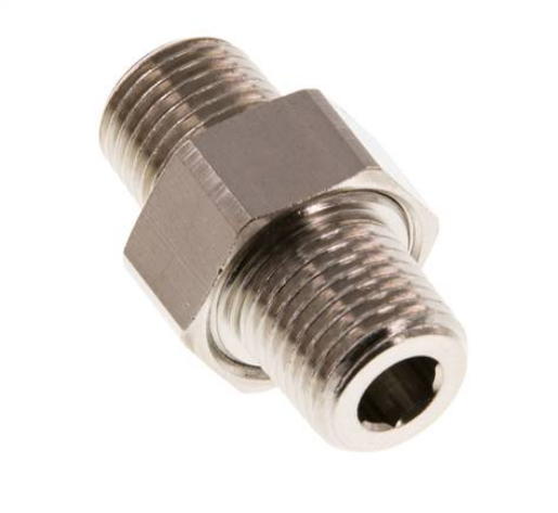 [DNT 1414 MSV] DNT 1414 MSV / Doppelnippel trennbar R 1/4"-R 1/4", Messing vernickelt