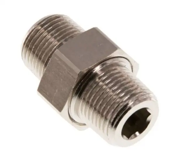 [DNT 3838 MSV] DNT 3838 MSV / Doppelnippel trennbar R 3/8"-R 3/8", Messing vernickelt