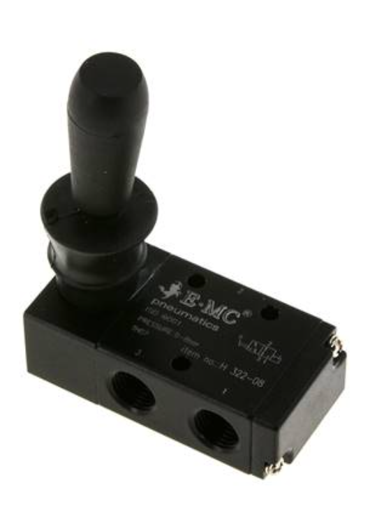 [H 322-08] H 322-08 / 3/2-Wege Handhebelventil mit Raste, G 1/4"