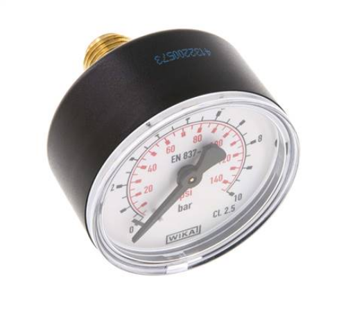 [MW 1050] MW 1050 / Manometer waagerecht (KU/Ms), 50mm, 0 - 10 bar