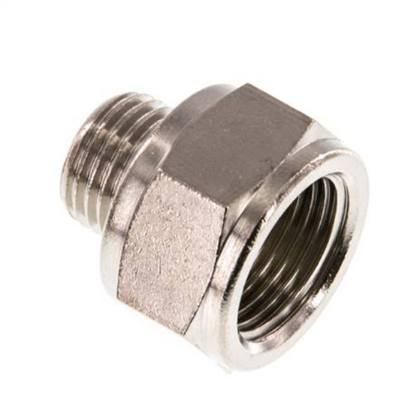 [RN 1438 MSV] RN 1438 MSV / Reduziernippel G 1/4"(AG)-G 3/8"(IG), Messing vernickelt