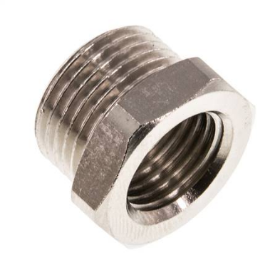 RN 3814 MSV / Reduziernippel G 3/8"(AG)-G 1/4"(IG), Messing vernickelt