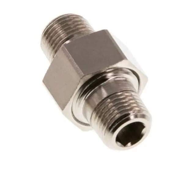 DNT 1818 MSV / Doppelnippel trennbar R 1/8"-R 1/8", Messing vernickelt